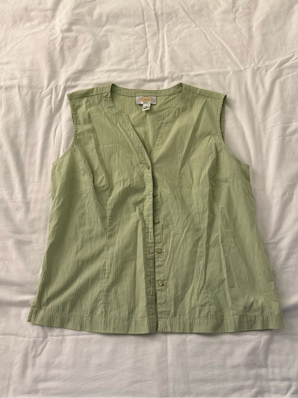 Womens Talbots green button-up tank, size 8